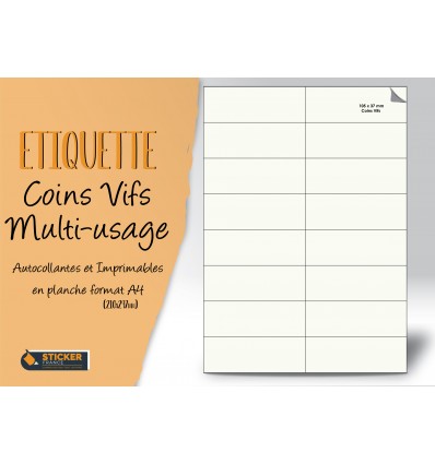 Etiquette multi-usage 105x37mm coins vifs