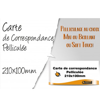 CARTE DE CORRESPONDANCE Pelliculée 210x100