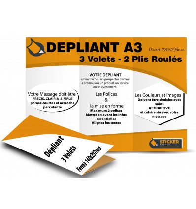 DEPLIANT A3 Couché brillant pli  Roulés
