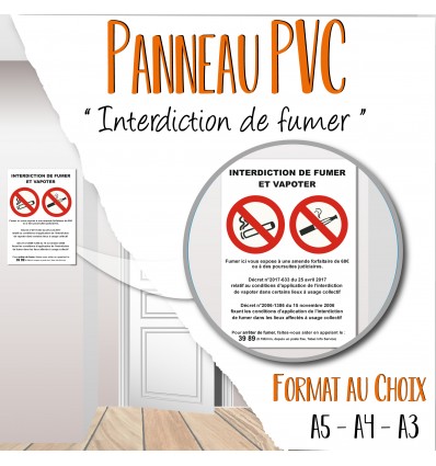 PANNEAU Interdiction de Fumer et Vapoter