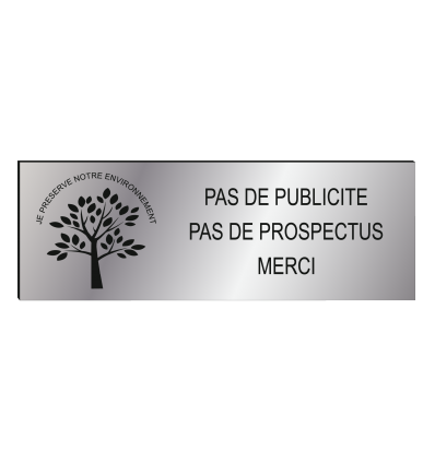 PLAQUE "Pas de publicité