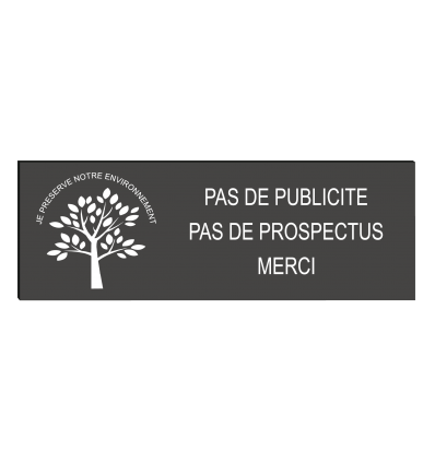 PLAQUE "Pas de publicité