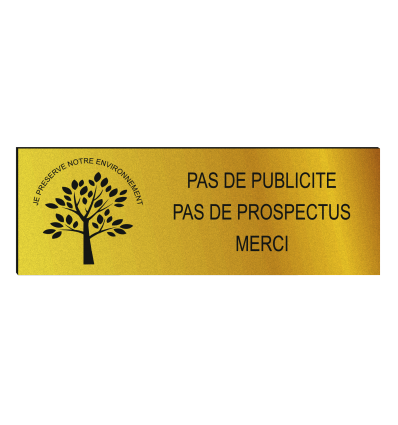 PLAQUE "Pas de publicité