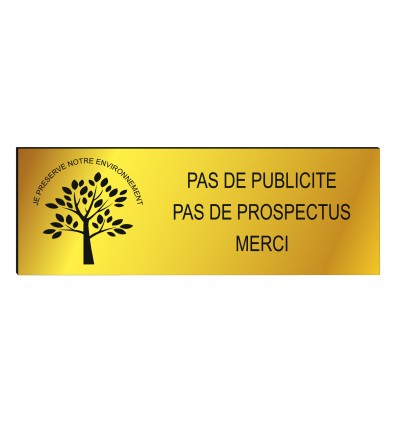 PLAQUE "Pas de publicité