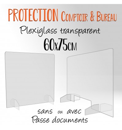 PROTECTION PLEXIGLASS POUR COMPTOIR & BUREAU 60x75cm