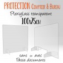 PROTECTION COMPTOIR & BUREAUX PLEXIGLASS 100x75cm