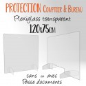 PROTECTION COMPTOIR & BUREAU PLEXIGLASS 120x75cm