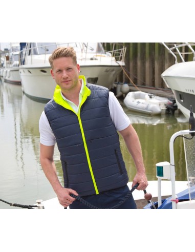 BODYWARMER RÉVERSIBLE JAUNE FLUO/NAVY