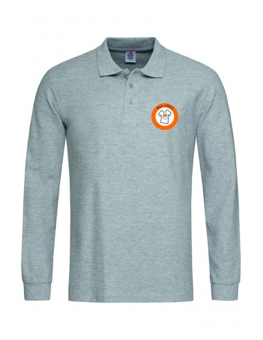 POLO HOMME GRIS CHINÉ MANCHES LONGUES