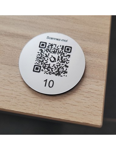 PLAQUE DE TABLE QR Code RONDE ARGENT...