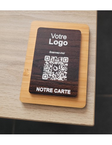 PLAQUE DE TABLE BAMBOU & QR Code BOIS...