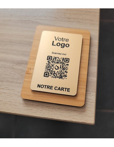 PLAQUE DE TABLE BAMBOU & QR Code OR...