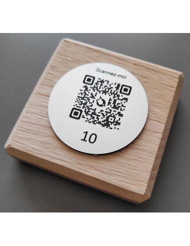 TOTEM DE TABLE CHENE & QR Code ROND...