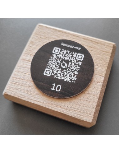 TOTEM DE TABLE CHENE & QR Code ROND...