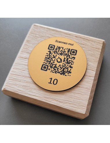 TOTEM DE TABLE CHENE & QR Code ROND...