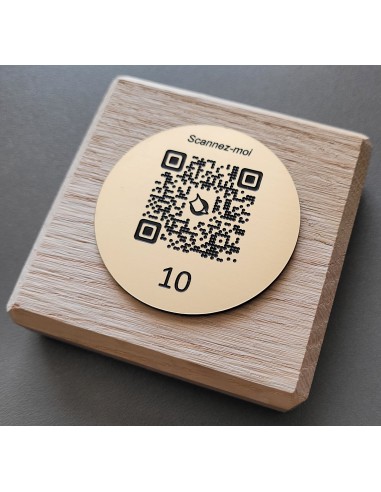 TOTEM DE TABLE CHENE & QR Code ROND...