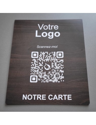 PLAQUE MURALE QR Code IMITATION BOIS...