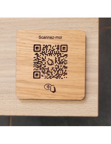 PLAQUE DE TABLE QR Code CARRÉ CHÊNE...