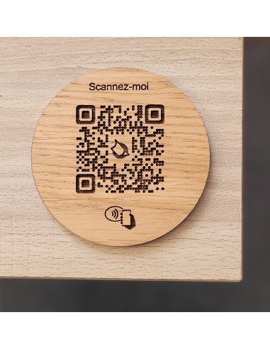PLAQUE DE TABLE QR Code RONDE CHÊNE...