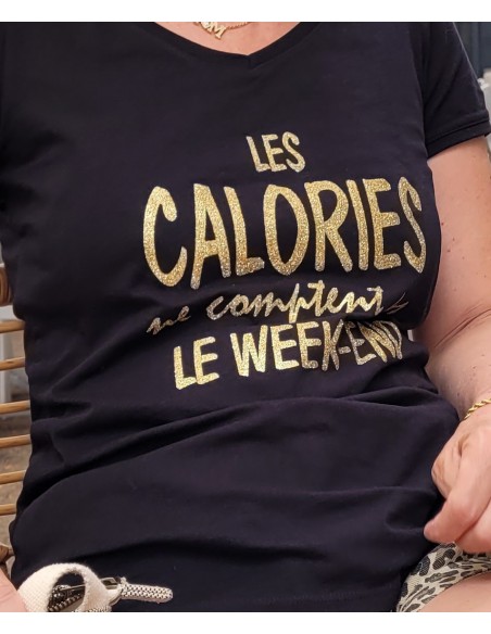 Les calories ne comptent pas le week-end tee-shirt noir