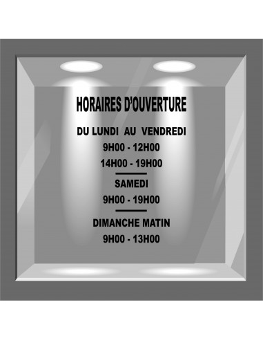 lettrage adhésif horaire d'ouverture pour vitrine
