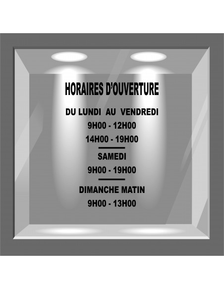 lettrage adhésif horaire d'ouverture pour vitrine