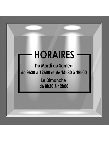 Lettrage adhésif horaires d'ouverture