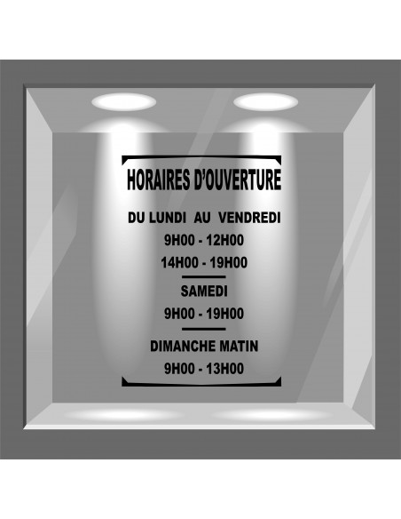 lettrage adhésif horaire d'ouverture pour vitrine