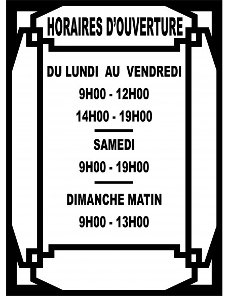 lettrage adhésif horaire d'ouverture pour vitrine