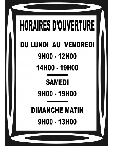 lettrage adhésif horaire d'ouverture pour vitrine