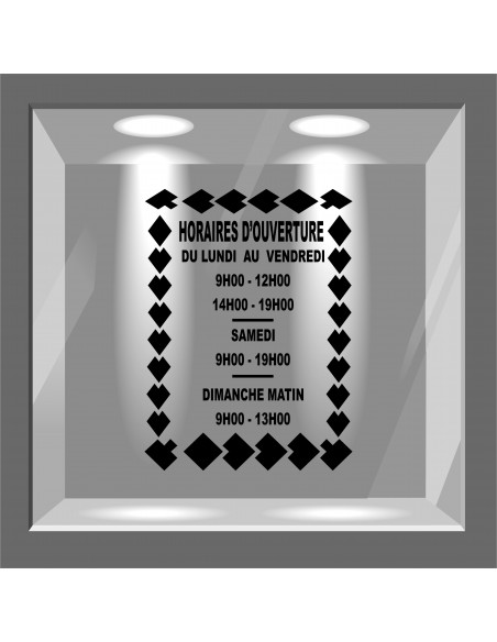 lettrage adhésif horaire d'ouverture pour vitrine