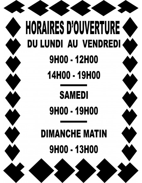 lettrage adhésif horaire d'ouverture pour vitrine