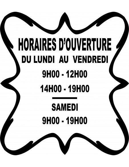 lettrage adhésif horaire d'ouverture pour vitrine