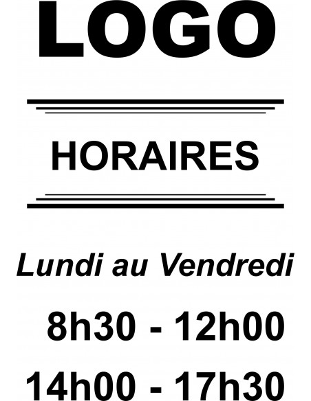 lettrage adhésif horaire d'ouverture pour vitrine