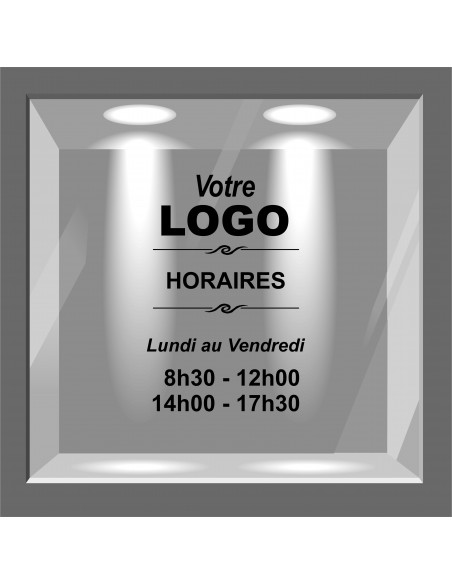 lettrage adhésif horaire d'ouverture pour vitrine