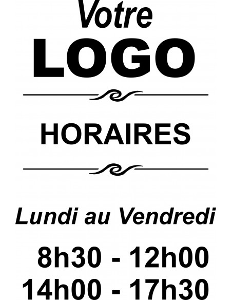 lettrage adhésif horaire d'ouverture pour vitrine