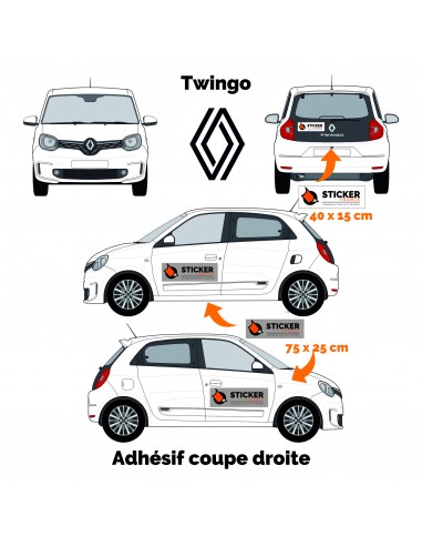 Covering Twingo renault flocage coupe droite