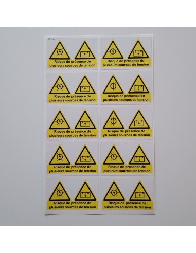 Etiquette Risque de présence de plusieurs sources de tension photovoltaïque