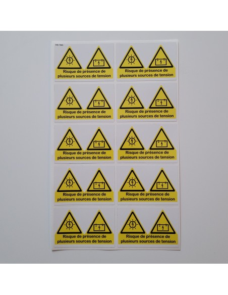 Etiquette Risque de présence de plusieurs sources de tension photovoltaïque