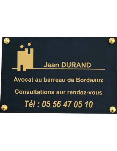 Plaque professionnelle GRAVOPLY NOIR DORÉ