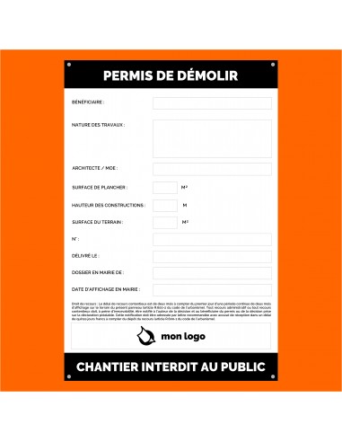 Panneau PERMIS DE DÉMOLIR