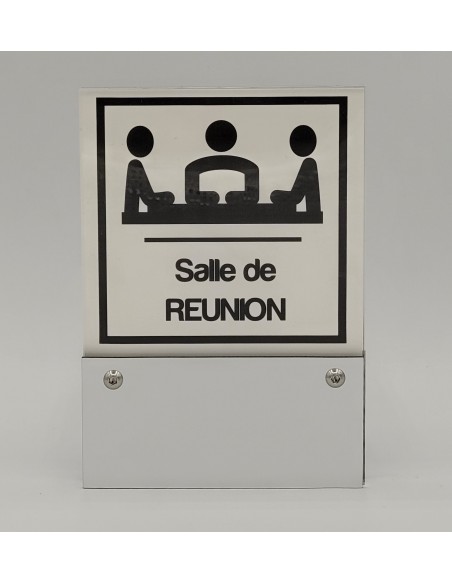 PLAQUE DE PORTE VARIOCLEAR 105x150mm ARGENT/NOIR