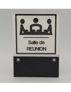 PLAQUE DE PORTE VARIOCLEAR 105x150mm CARBONE/BLANC