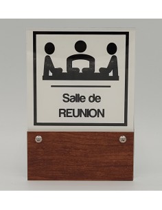 PLAQUE DE PORTE VARIOCLEAR 105x150mm BOIS MOYEN/NOIR