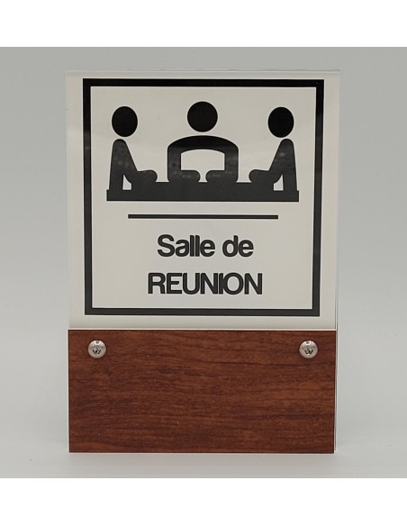 PLAQUE DE PORTE VARIOCLEAR 105x150mm BOIS MOYEN/NOIR
