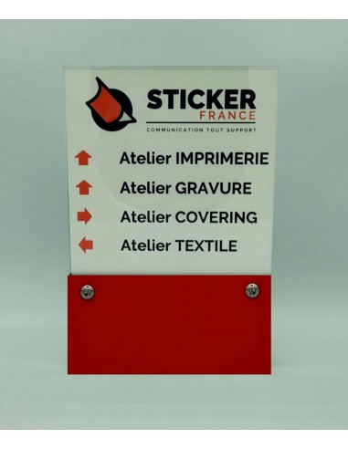 PLAQUE DE PORTE OU RÉPERTOIRE VARIOCLEAR 180x270mm ROUGE/BLANC