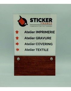 PLAQUE DE PORTE OU RÉPERTOIRE VARIOCLEAR 180x270mm BOIS MOYEN/BLANC