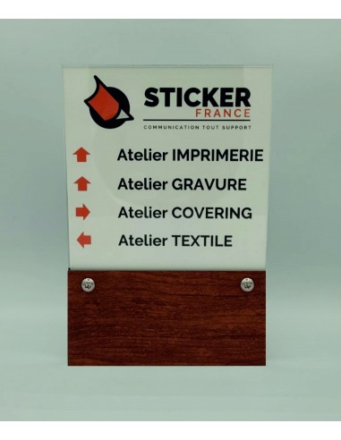 PLAQUE DE PORTE OU RÉPERTOIRE VARIOCLEAR 180x270mm BOIS MOYEN/BLANC