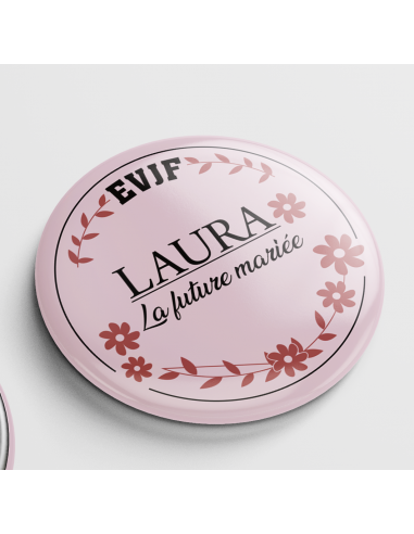 Badges personnalisés magnétique EVJF Rose Diamètre 37